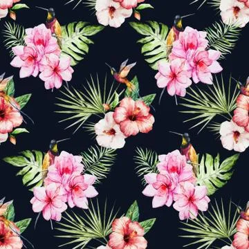 Tropical watercolor pattern Stock Illustration