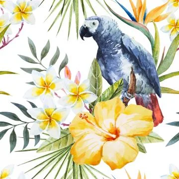 Tropical watercolor pattern Stock Illustration