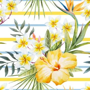 Tropical watercolor pattern Stock Illustration