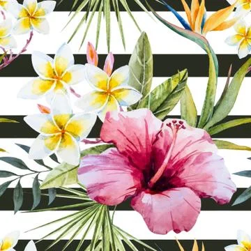 Tropical watercolor pattern Stock Illustration