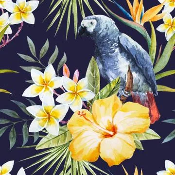 Tropical watercolor pattern Stock Illustration