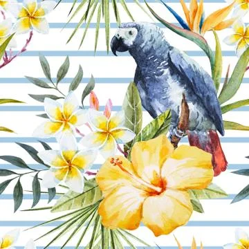 Tropical watercolor pattern Stock Illustration