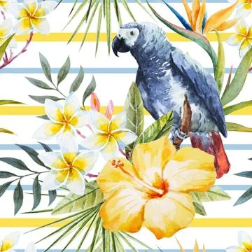 Tropical watercolor pattern Stock Illustration