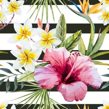 Tropical watercolor pattern Stock Illustration