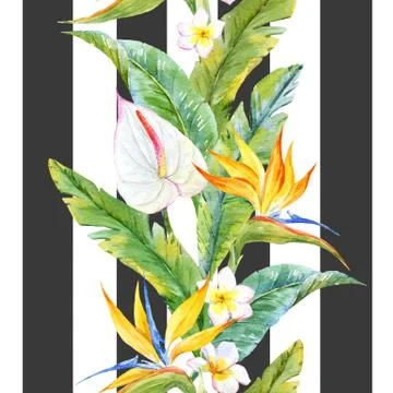 Tropical watercolor pattern イラスト素材