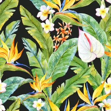 Tropical watercolor pattern Stock Illustration
