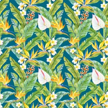 Tropical watercolor pattern Stock Illustration