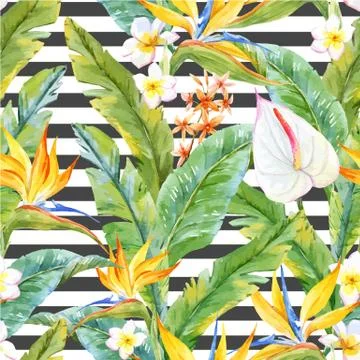 Tropical watercolor pattern Stock Illustration