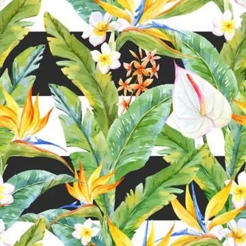 Tropical watercolor pattern Stock Illustration