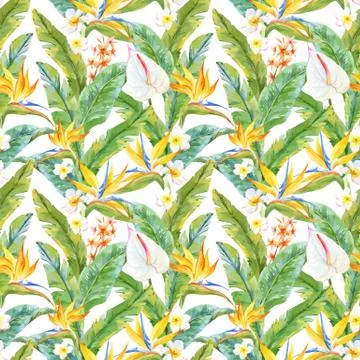 Tropical watercolor pattern Stock Illustration