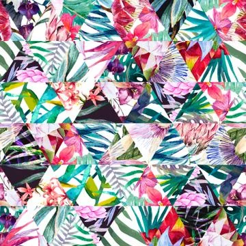 Tropical watercolor pattern Stock Illustration