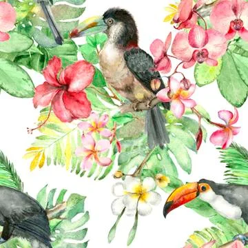 Tropical watercolor pattern Stock Illustration