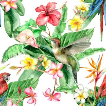 Tropical watercolor pattern Stock Illustration
