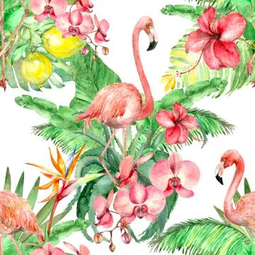 Tropical watercolor pattern Stock Illustration