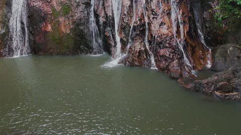 Tropical waterfall basin with falling water Stock Footage 331125662
