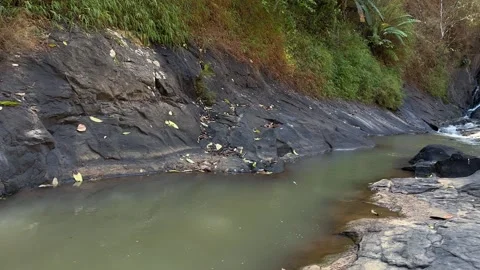 Tropical Waterfall Cascading into Stream in Lush Jungle, Panning Shot Stock-Footage 324769862
