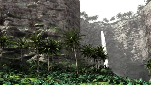 Tropical waterfall CG animation Stock Footage 83434962