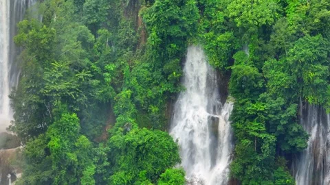 Tropical waterfall, drone's eye view. Stock Footage 253081444