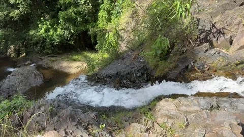 Tropical Waterfall Flowing into Pool Stock Footage 277610219