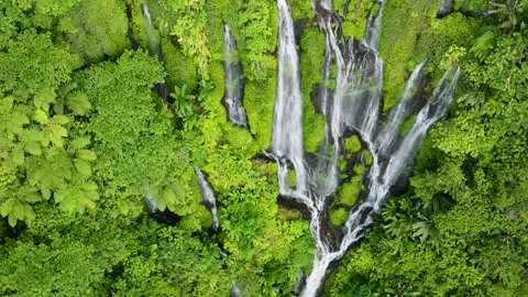Tropical waterfall in the Philippines. Sinulom Falls. Stock Footage 309089253