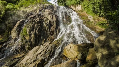 Tropical waterfall in rocks Stock Footage 197366473