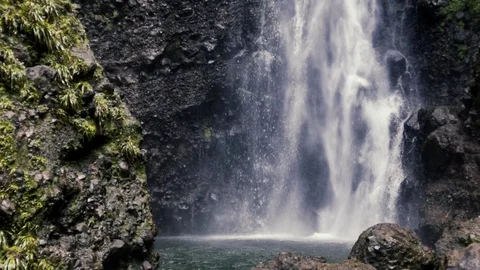 Tropical Waterfall Slow Motion Close up Stock Footage 70371242