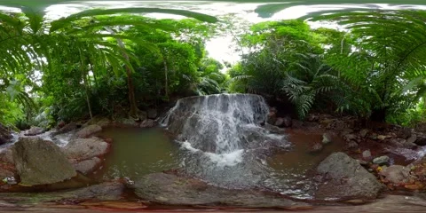 A tropical waterfall. Virtual Reality 360. Stock Footage 202112088