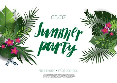 Tropical white poster Stock Illustration