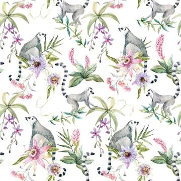Tropical wildlife pattern Stock Illustration