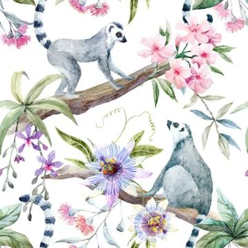 Tropical wildlife vector pattern Stock Illustration