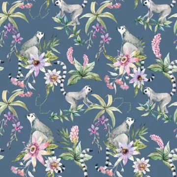 Tropical wildlife vector pattern Stock Illustration