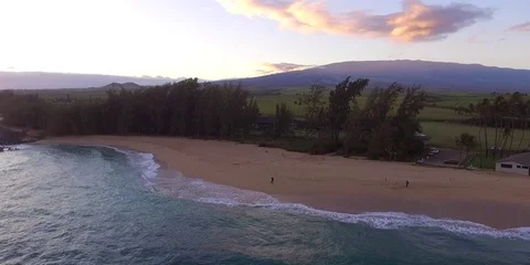 TropicalBeach.  Aerial View. Baldwin Beach Maui, Hawaii, reveal - Aerial Video stock 71237264