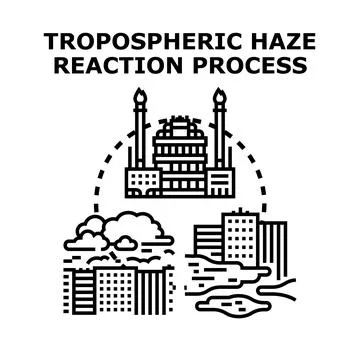 Tropospheric haze reaction process creating air pollution concept Ilustración de archivo