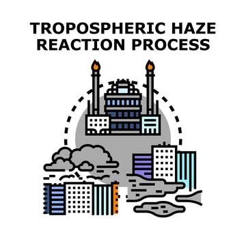 Tropospheric haze reaction process creating air pollution concept Ilustración de archivo