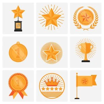 Tropy and Prizes Icons Set  Stock Illustration