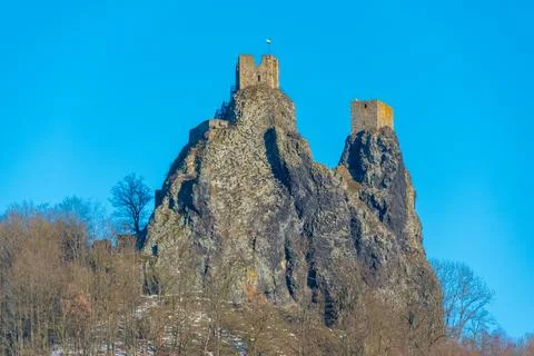 Trosky castle viewed during a winter day in Czech republic 스톡 사진