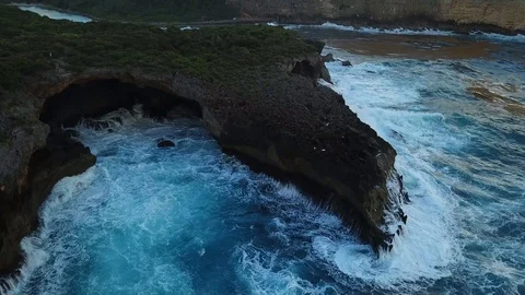 Trou de Madame Coco in Guadeloupe, aerial drone footage Stock Footage 102777051