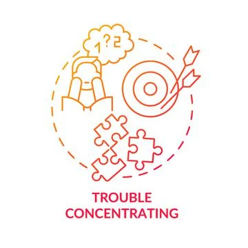 Trouble concentrating red gradient concept icon Stock Illustration