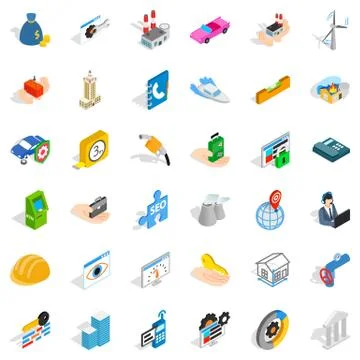 Trouble icons set, isometric style Stock Illustration