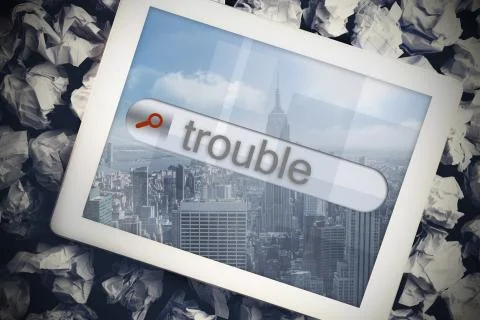 Trouble in search bar on tablet screen Stock Illustration