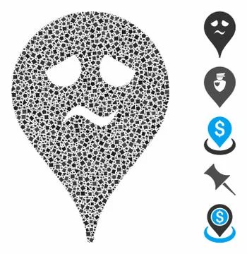 Trouble smiley map marker Composition Icon of Irregular Items Stock Illustration