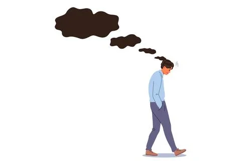 Troubled man feels stressed due to haunting memories of mistakes and business Stock Illustration
