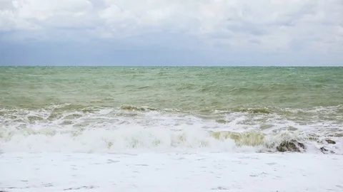 Troubled ocean with waves to shore Video stock 82310424