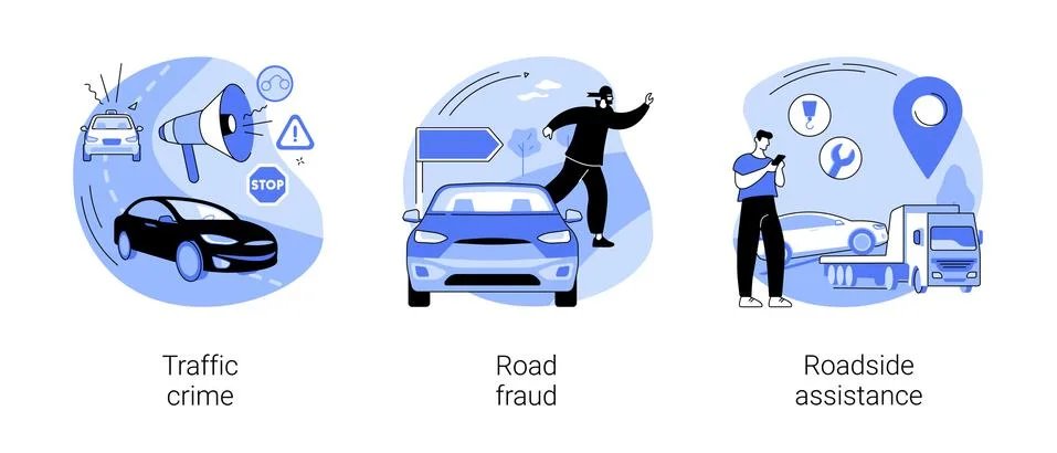 Troubles on the road abstract concept vector illustrations. Stock Illustration