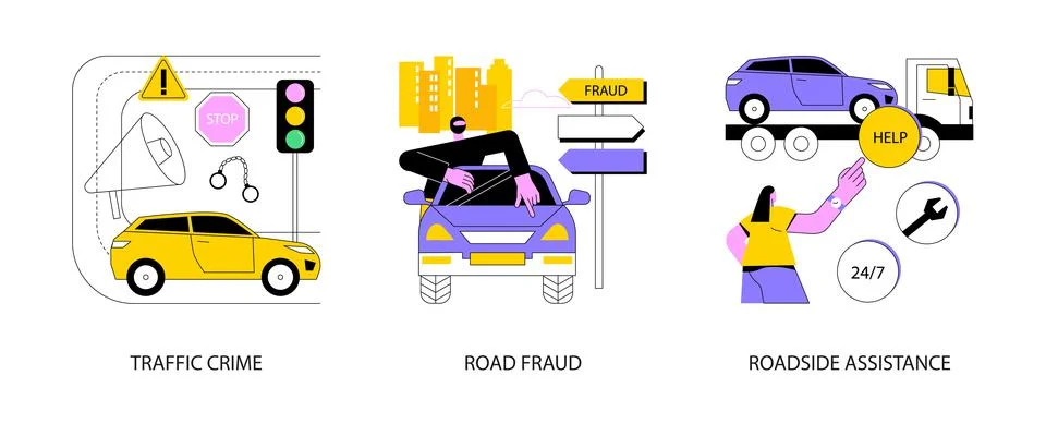 Troubles on the road abstract concept vector illustrations. Stock Illustration
