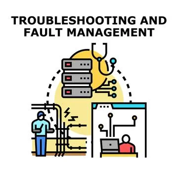 Troubleshooting and fault management system diagnosis process Stock-Illustration