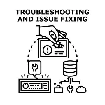 Troubleshooting and issue fixing technology concept Stock-Illustration