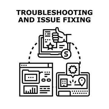 Troubleshooting and solving technical issues concept vector illustration 库存插图