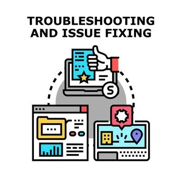 Troubleshooting and solving technical issues concept vector illustration Stock Illustration