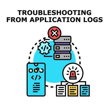 Troubleshooting application logs and detecting system errors 스톡 일러스트